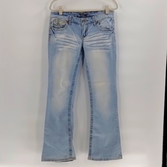 Amethyst light wash flare light distressed whiskered jeans size 7 - Picture 1 of 10